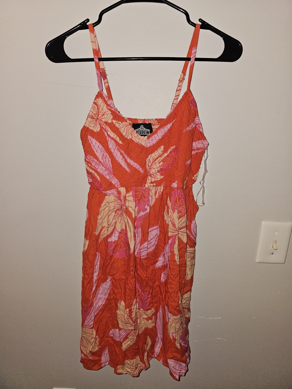 Angie Orange Floral Midi Sundress with Pink Accents